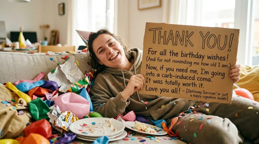 Funny Thank You Message for Birthday Wishes