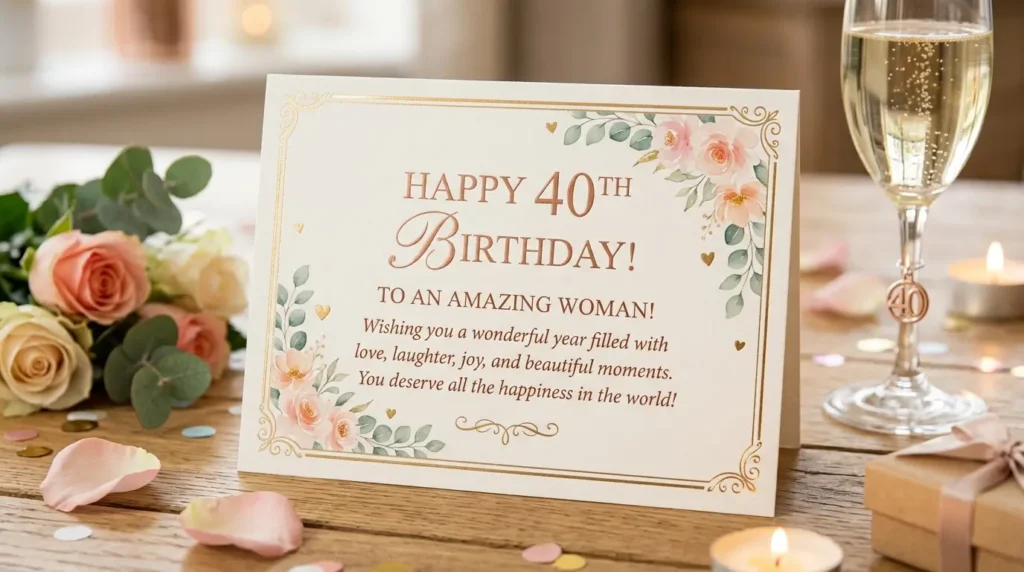 Short & Sweet 40th Birthday Wishes for a Woman