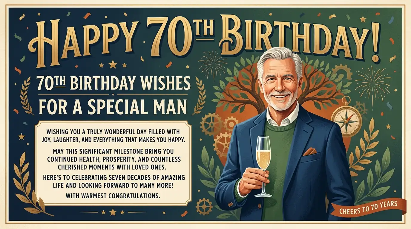 70th birthday wishes for a man
