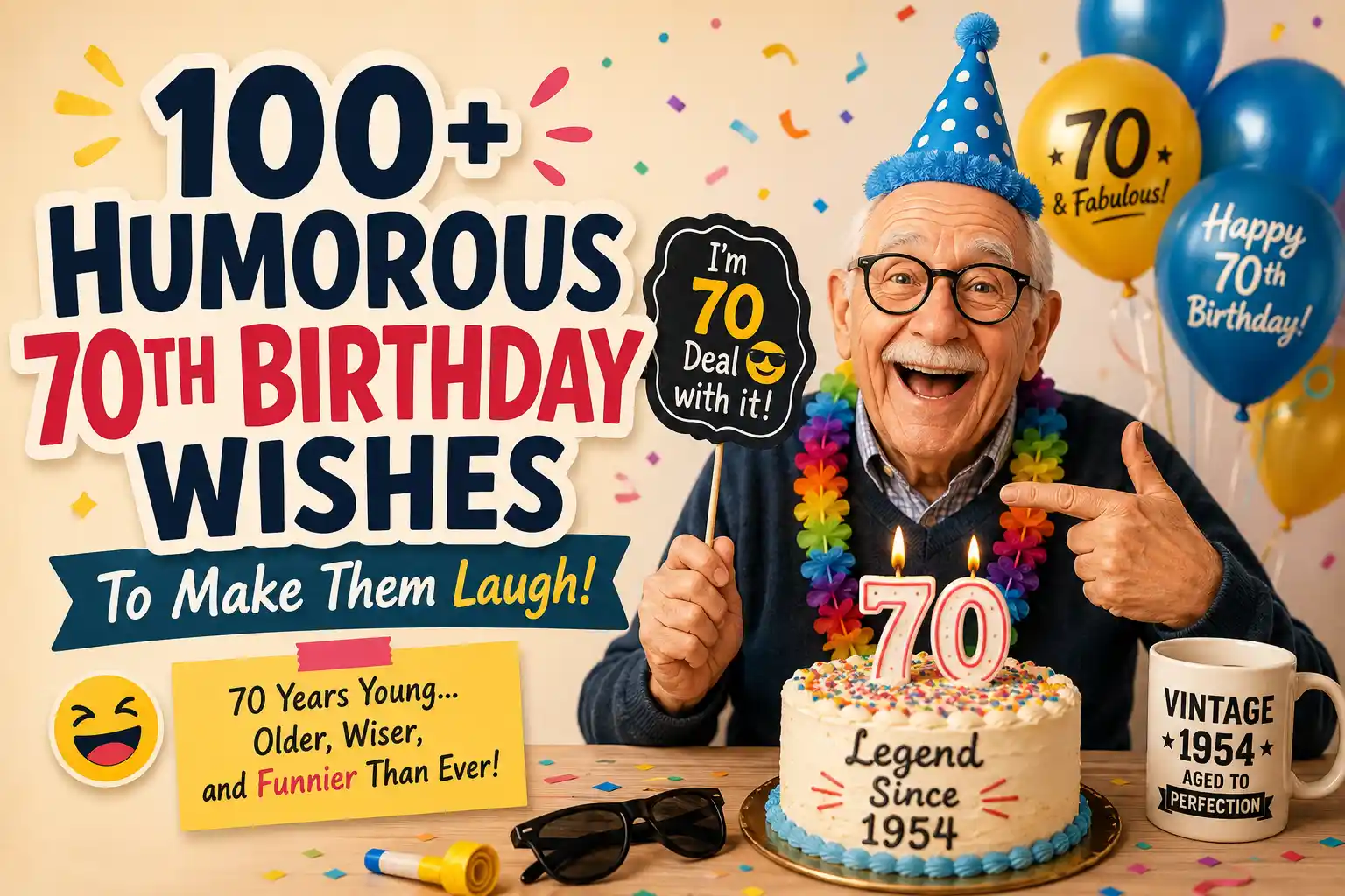 humorous 70th birthday wishes