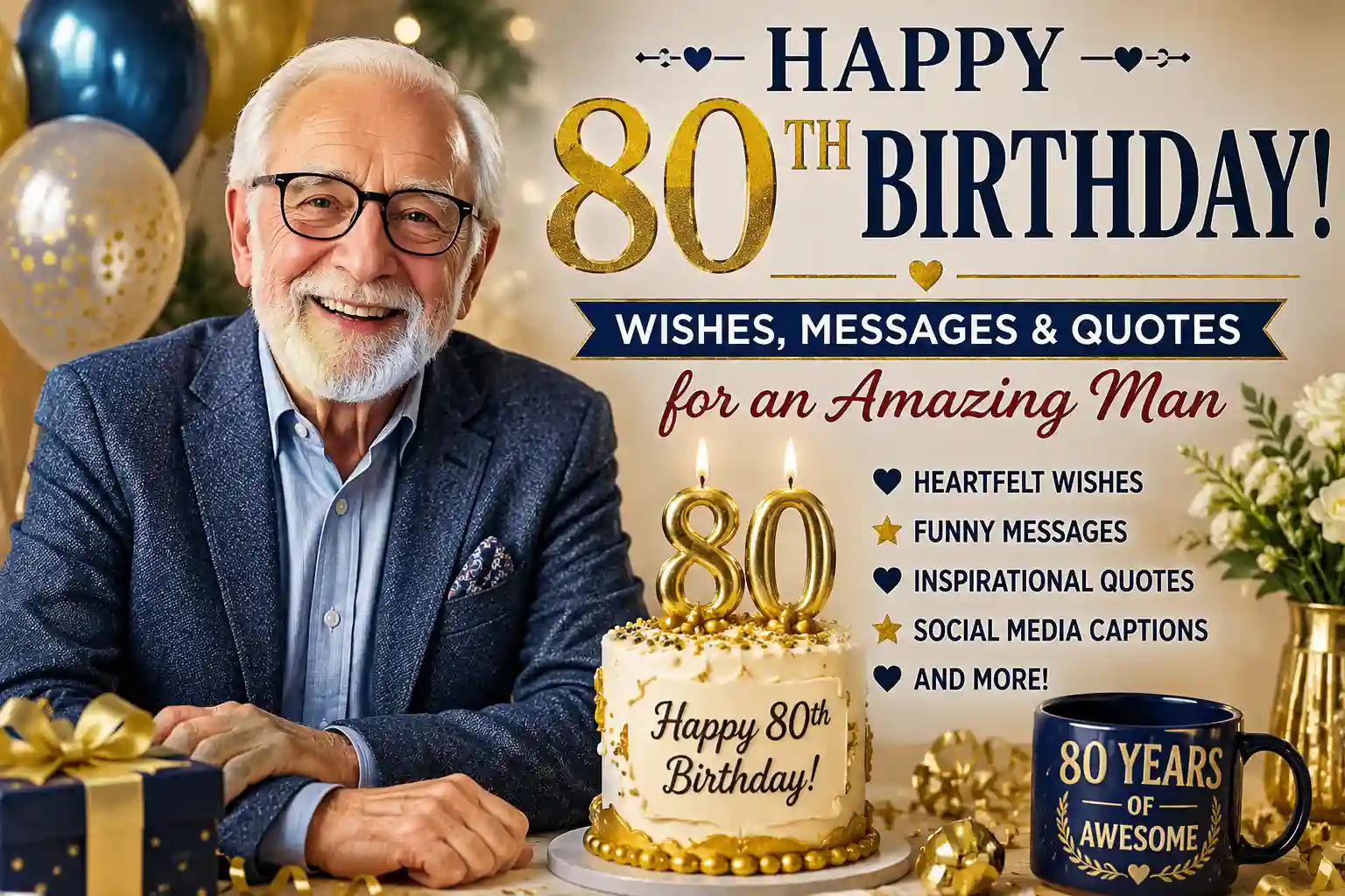 male happy 80th birthday wishes